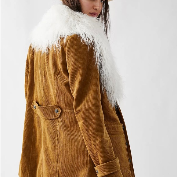 Free People Lady Lane Faux Fur Collar Jacket Wine Size Small - Picture 3 of 6